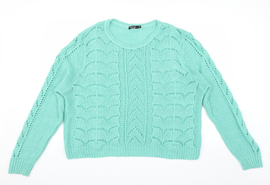 Front view of Nastygal women’s green knit jumper, size M