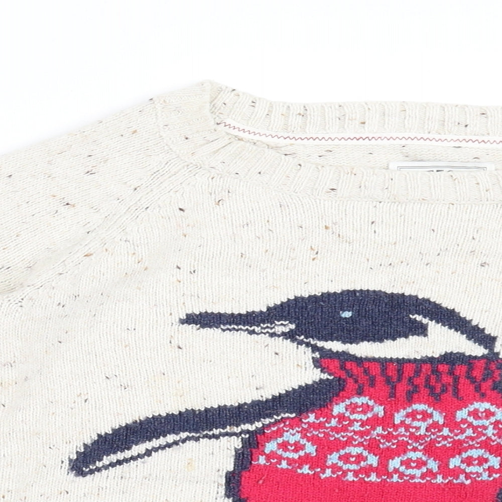 Fat Face Girls White Animal Print  Pullover Jumper Size 8-9 Years