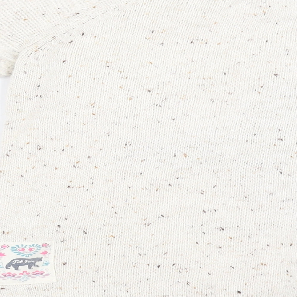 Fat Face Girls White Animal Print  Pullover Jumper Size 8-9 Years