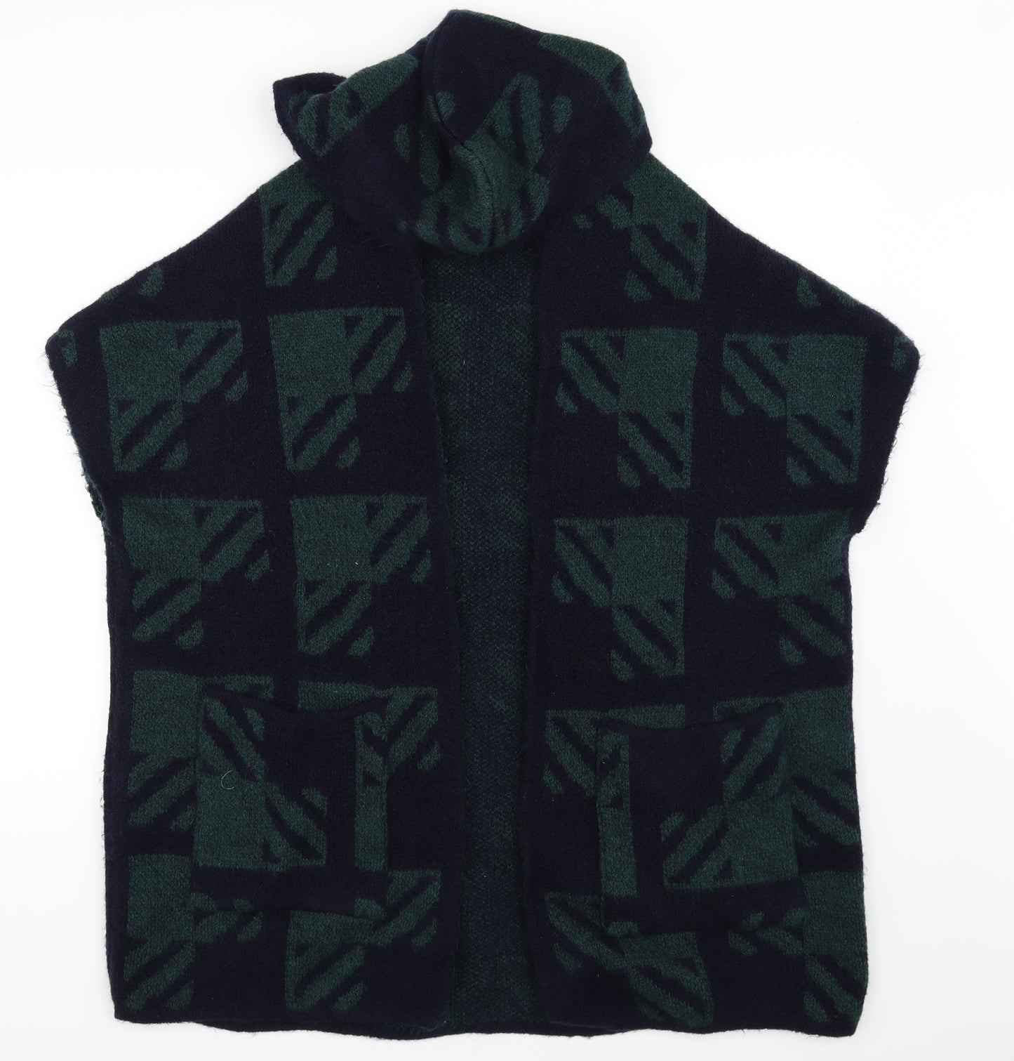 TU Womens Green Argyle/Diamond  Cardigan Jumper Size M