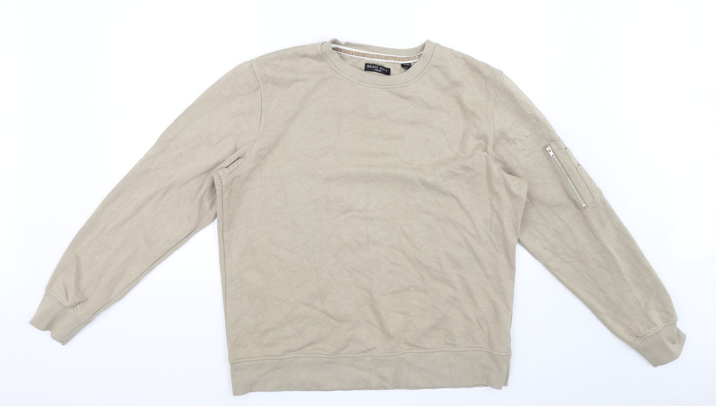 Brave Soul Mens Brown   Pullover Jumper Size XL