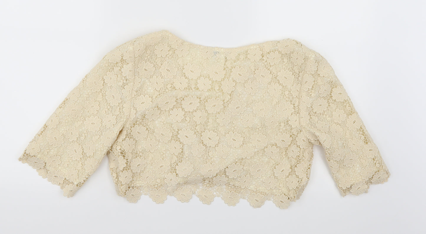 LK Bennett Womens Beige Floral  Shrug Jumper Size 8