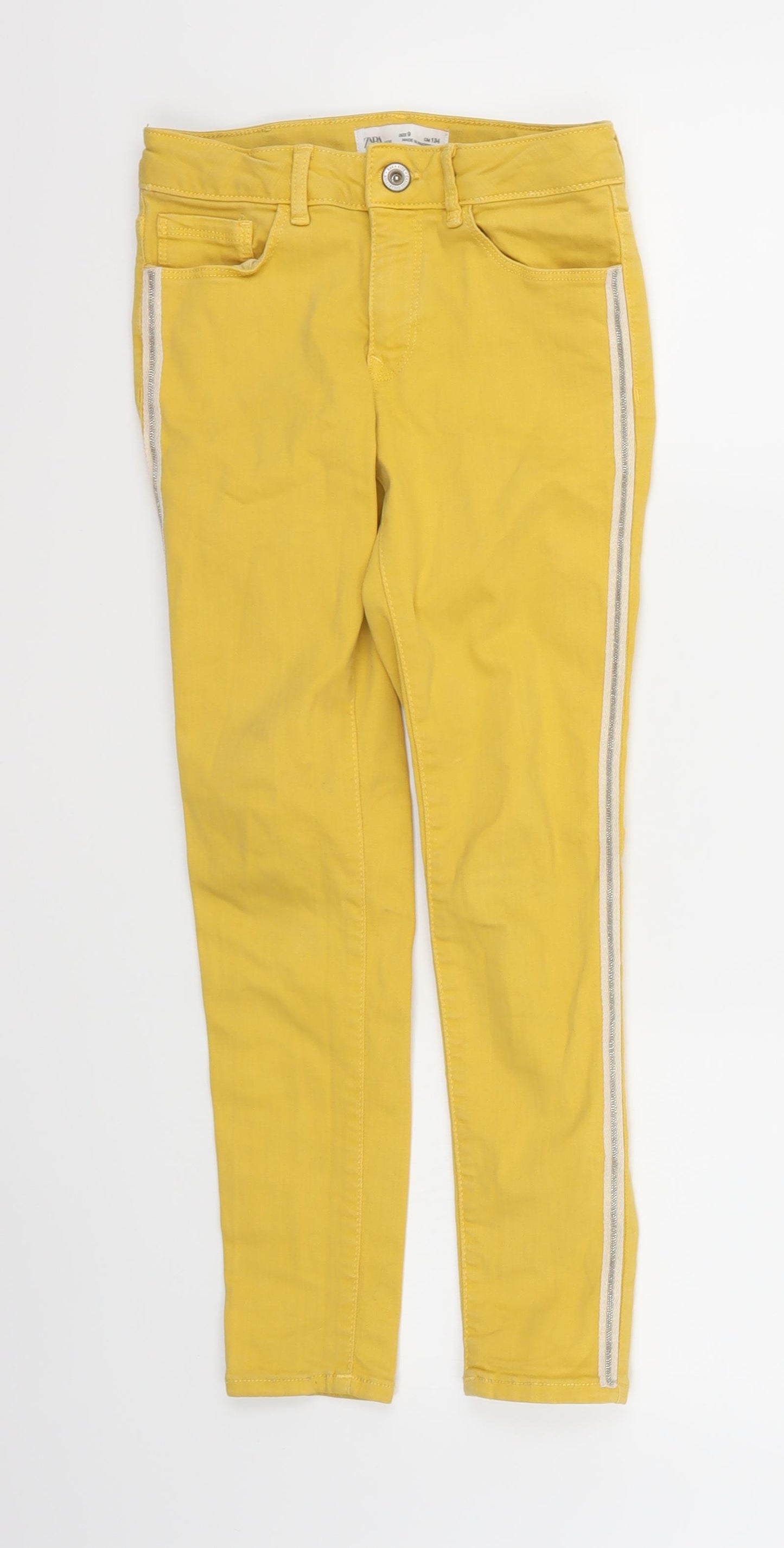 ZARA Girls Girls Yellow  Denim Skinny Jeans Size 9 Years
