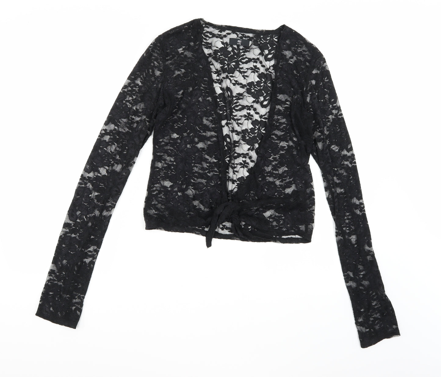 Giji Womens Black Floral  Wrap Jumper Size M
