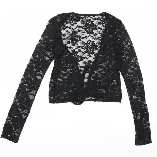 Giji Womens Black Floral  Wrap Jumper Size M