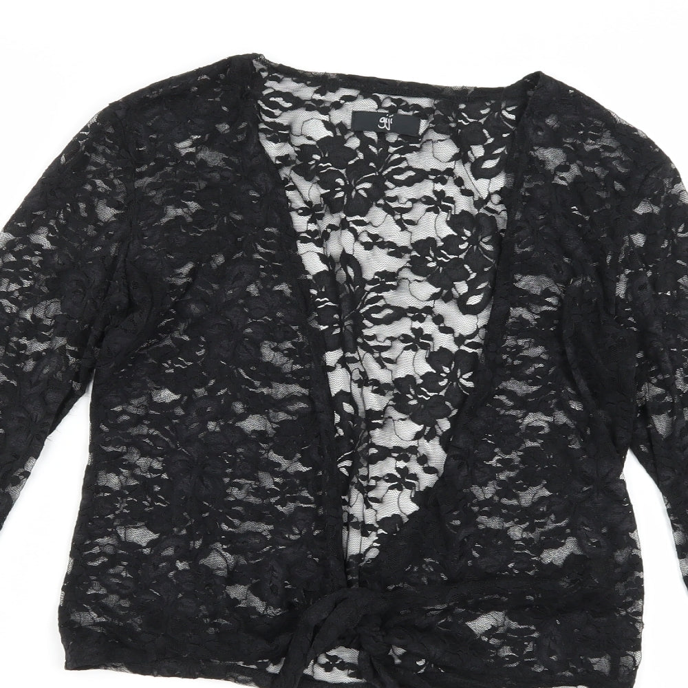 Giji Womens Black Floral  Wrap Jumper Size M