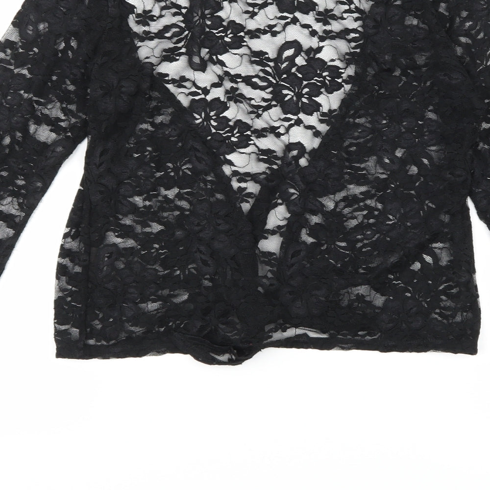 Giji Womens Black Floral  Wrap Jumper Size M