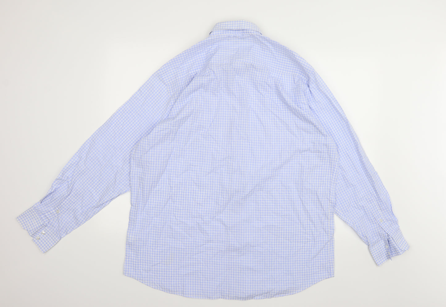 George Mens Blue Check   Dress Shirt Size 17