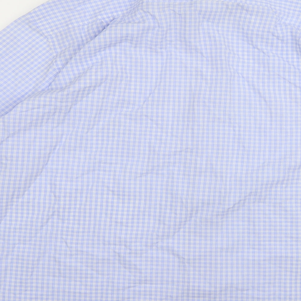 George Mens Blue Check   Dress Shirt Size 17