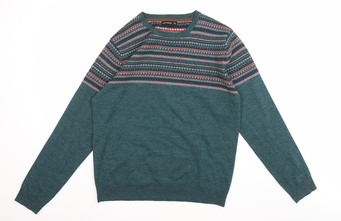 Cedar Wood State Mens Green Geometric Knit Pullover Jumper Size XL