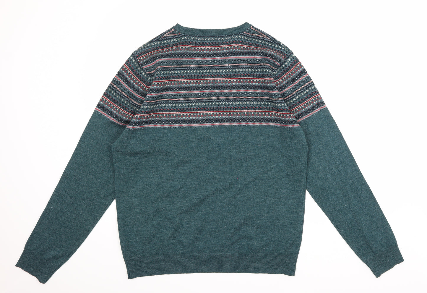 Cedar Wood State Mens Green Geometric Knit Pullover Jumper Size XL