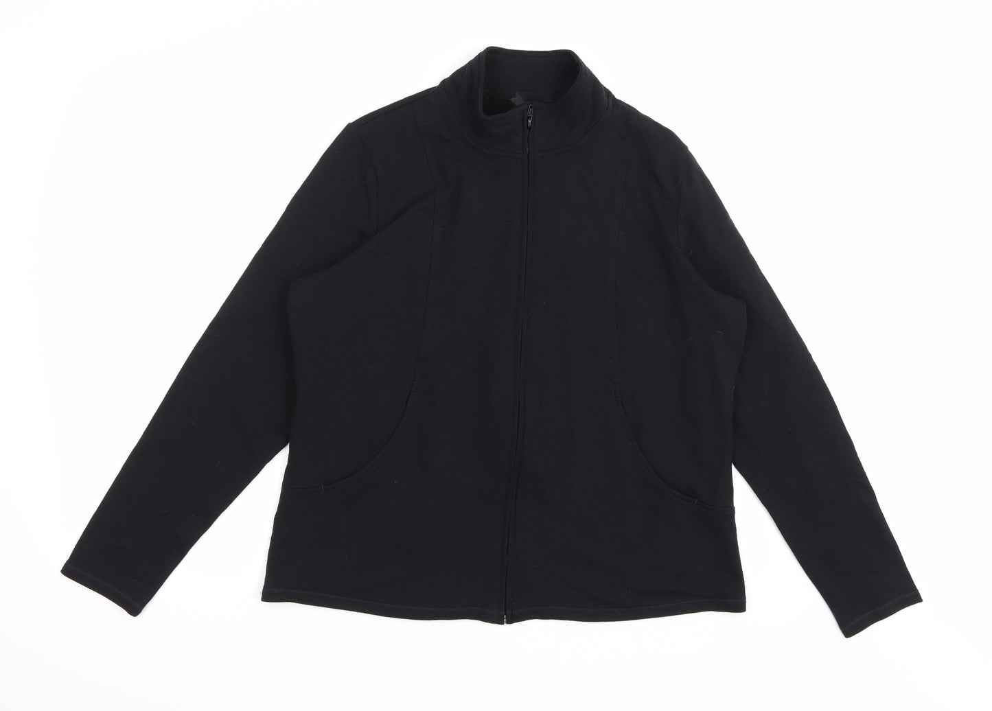 Marks and Spencer Womens Black  Jersey Full Zip Sweatshirt Size 18