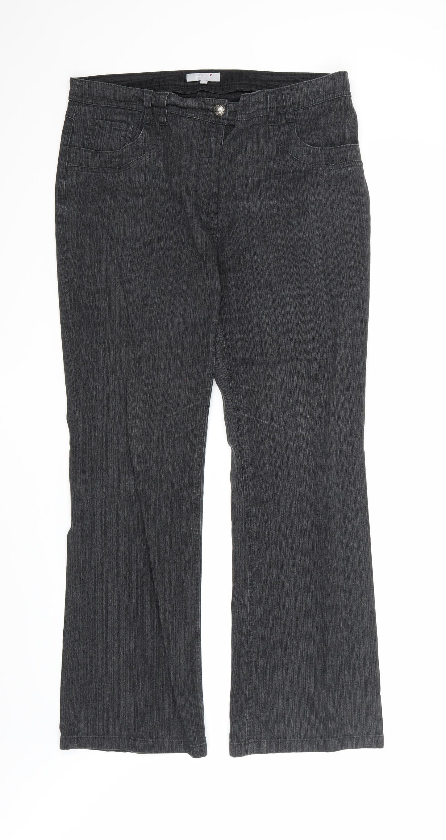 Per Una Womens Grey  Denim Bootcut Jeans Size 16 L30 in
