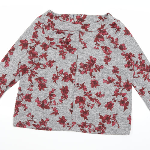 Marks and Spencer Womens Grey Floral Knit Pullover Jumper Size 20