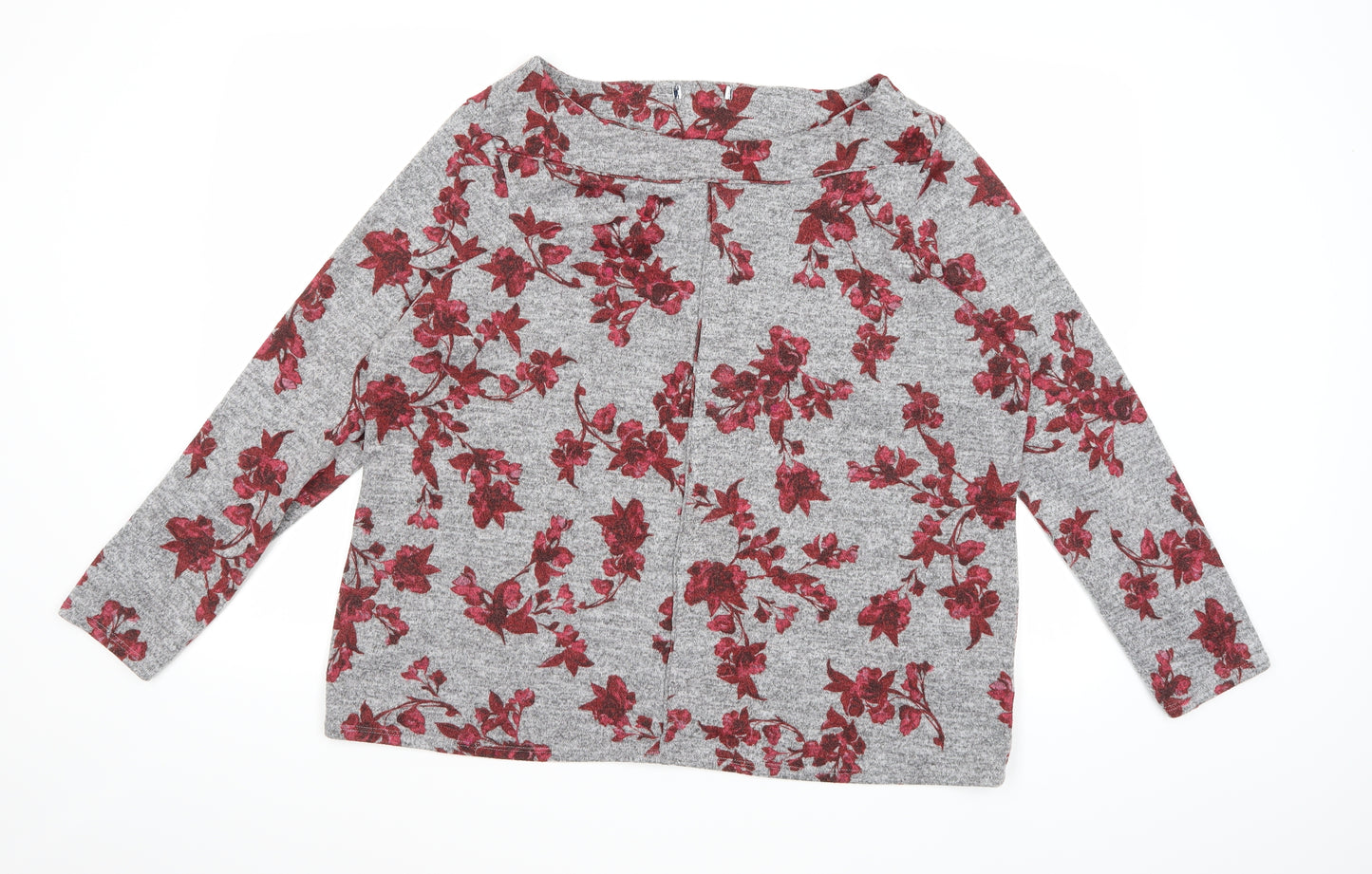 Marks and Spencer Womens Grey Floral Knit Pullover Jumper Size 20