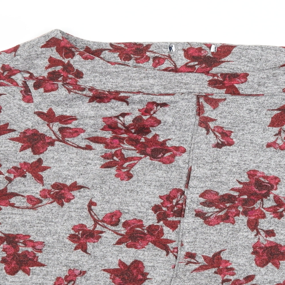Marks and Spencer Womens Grey Floral Knit Pullover Jumper Size 20