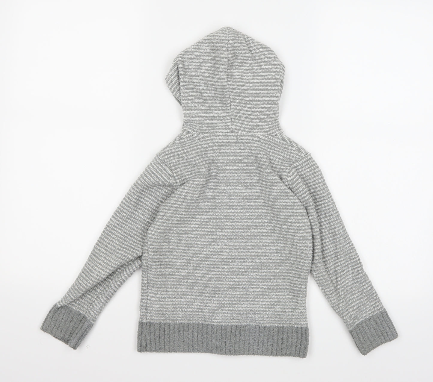 Joules Boys Grey Striped Knit Full Zip Hoodie Size 4 Years