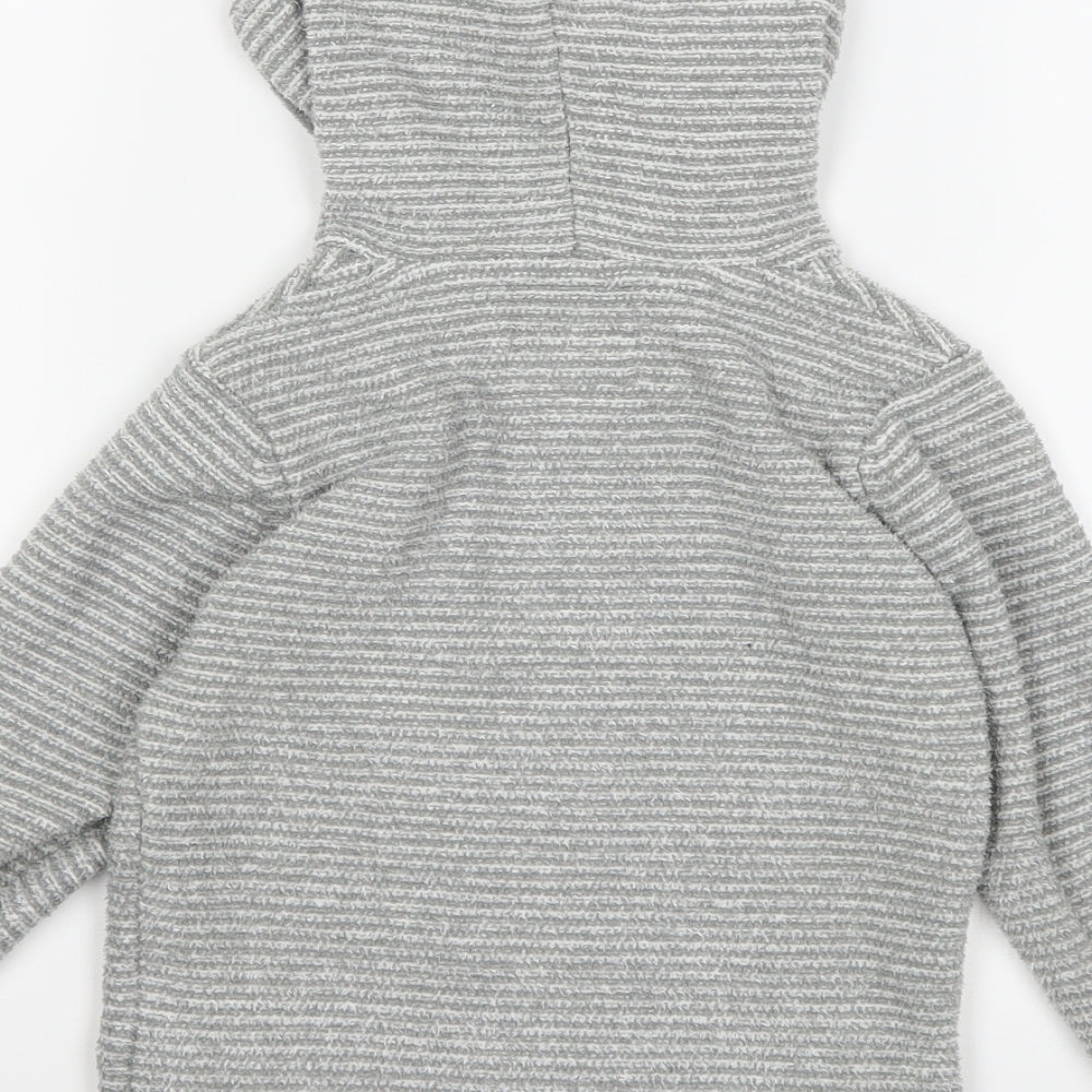 Joules Boys Grey Striped Knit Full Zip Hoodie Size 4 Years