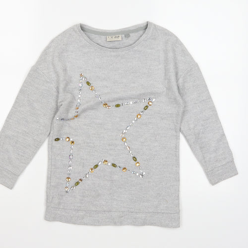 NEXT Girls Grey  Fleece Pullover Jumper Size 6 Years