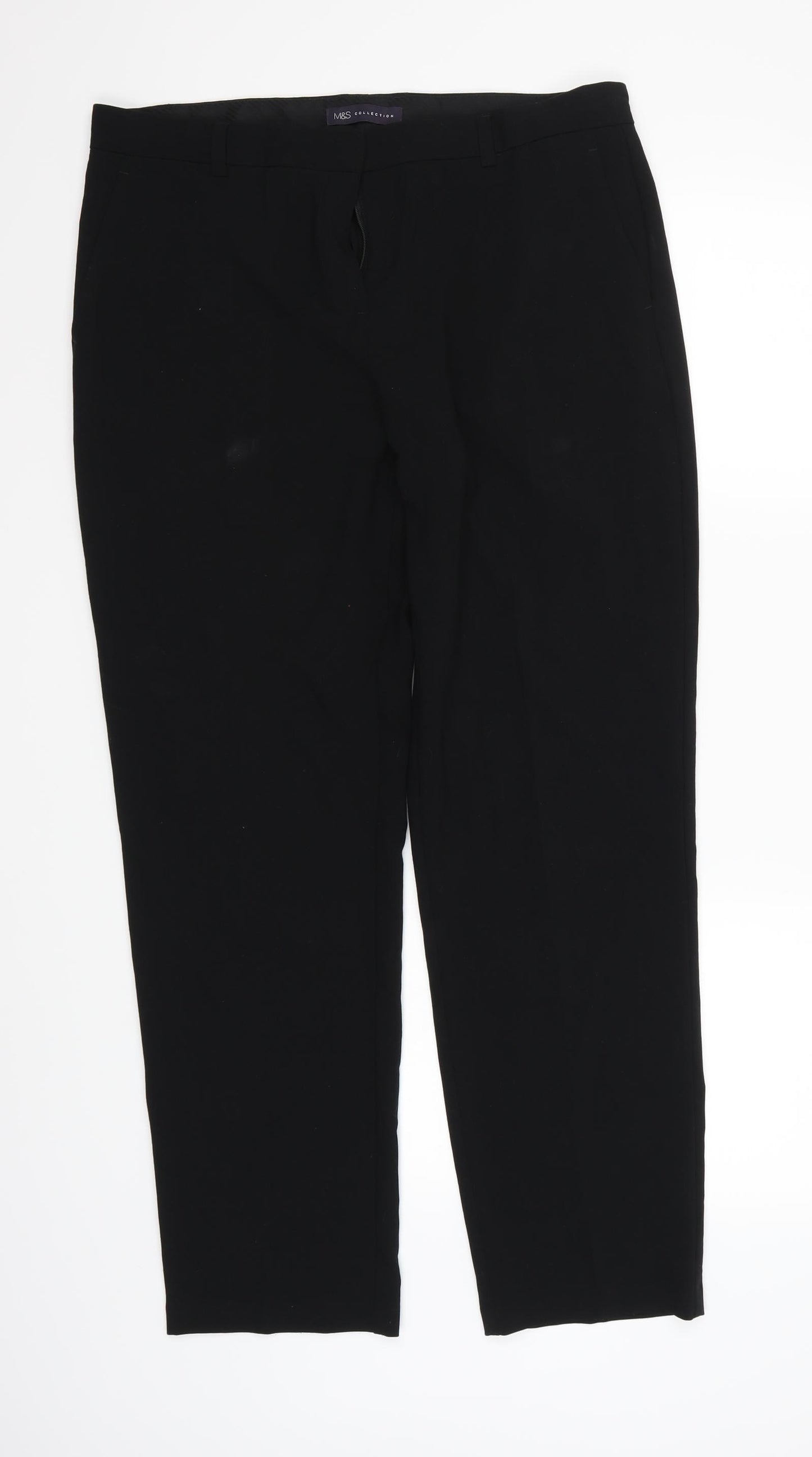 Marks and Spencer Womens Black  Rayon Trousers  Size 14 L30 in