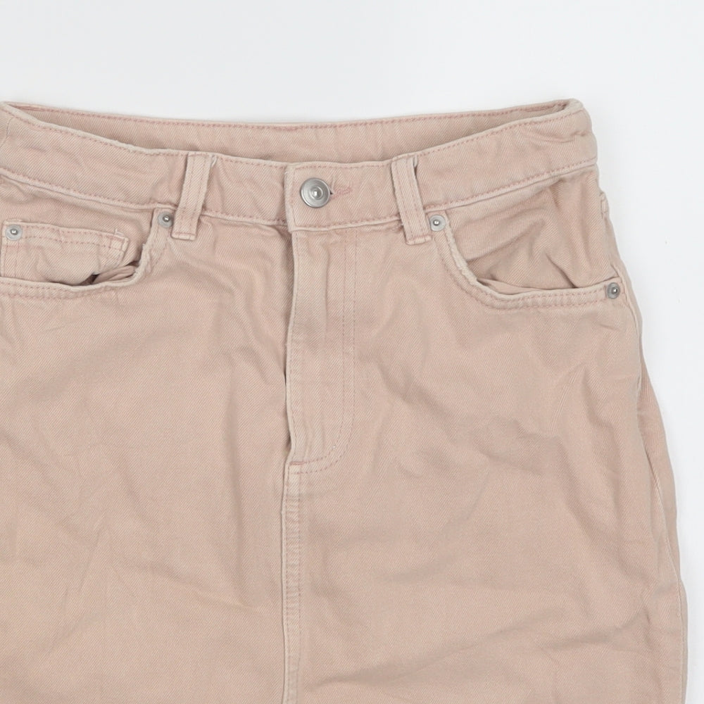 H&M Womens Pink  Denim A-Line Skirt Size 6