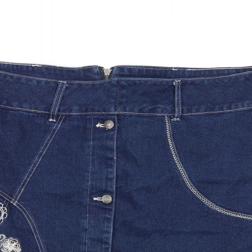 Joe Browns Womens Blue  Denim A-Line Skirt Size 22