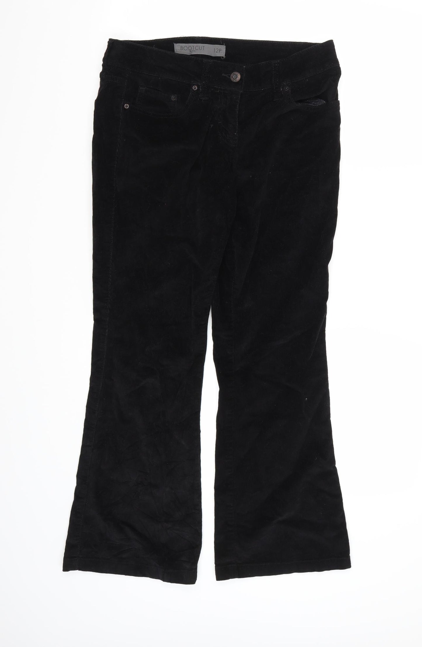 NEXT Womens Black  Corduroy Trousers  Size 12 L27 in
