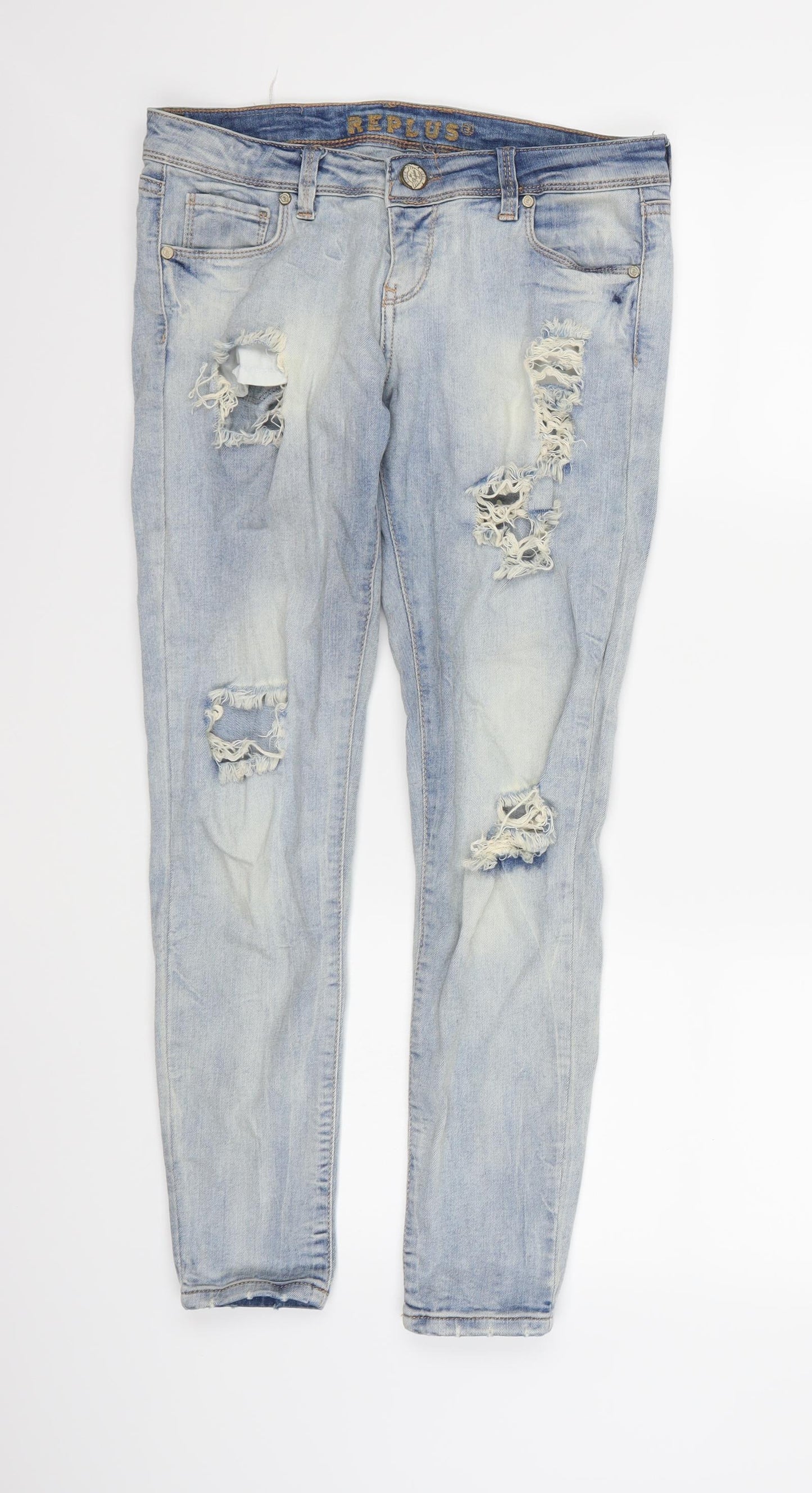 Replus Womens Blue  Denim Skinny Jeans  L26 in