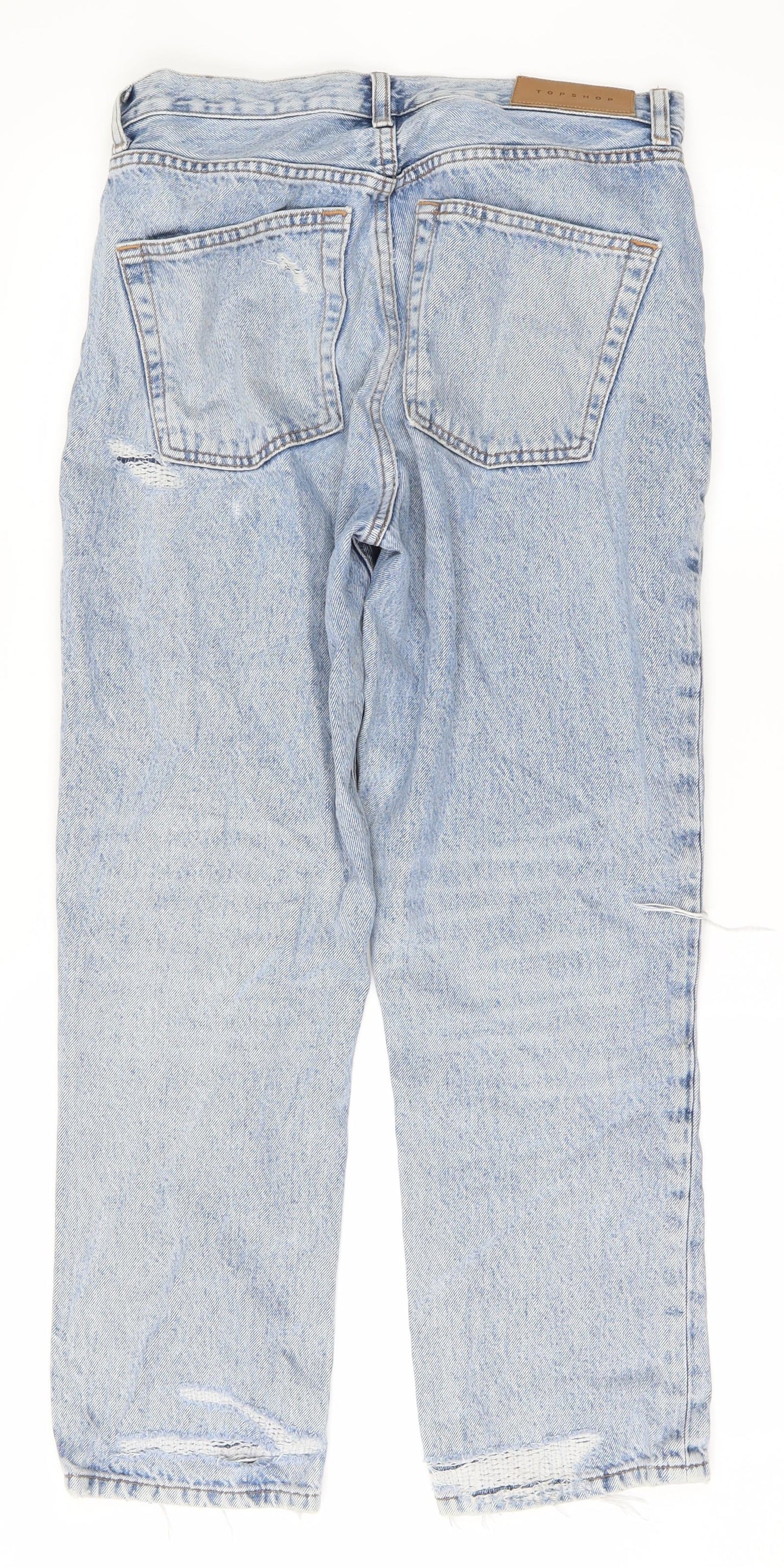 Topshop Womens Blue  Denim Skinny Jeans Size 28 L25 in - ripped details