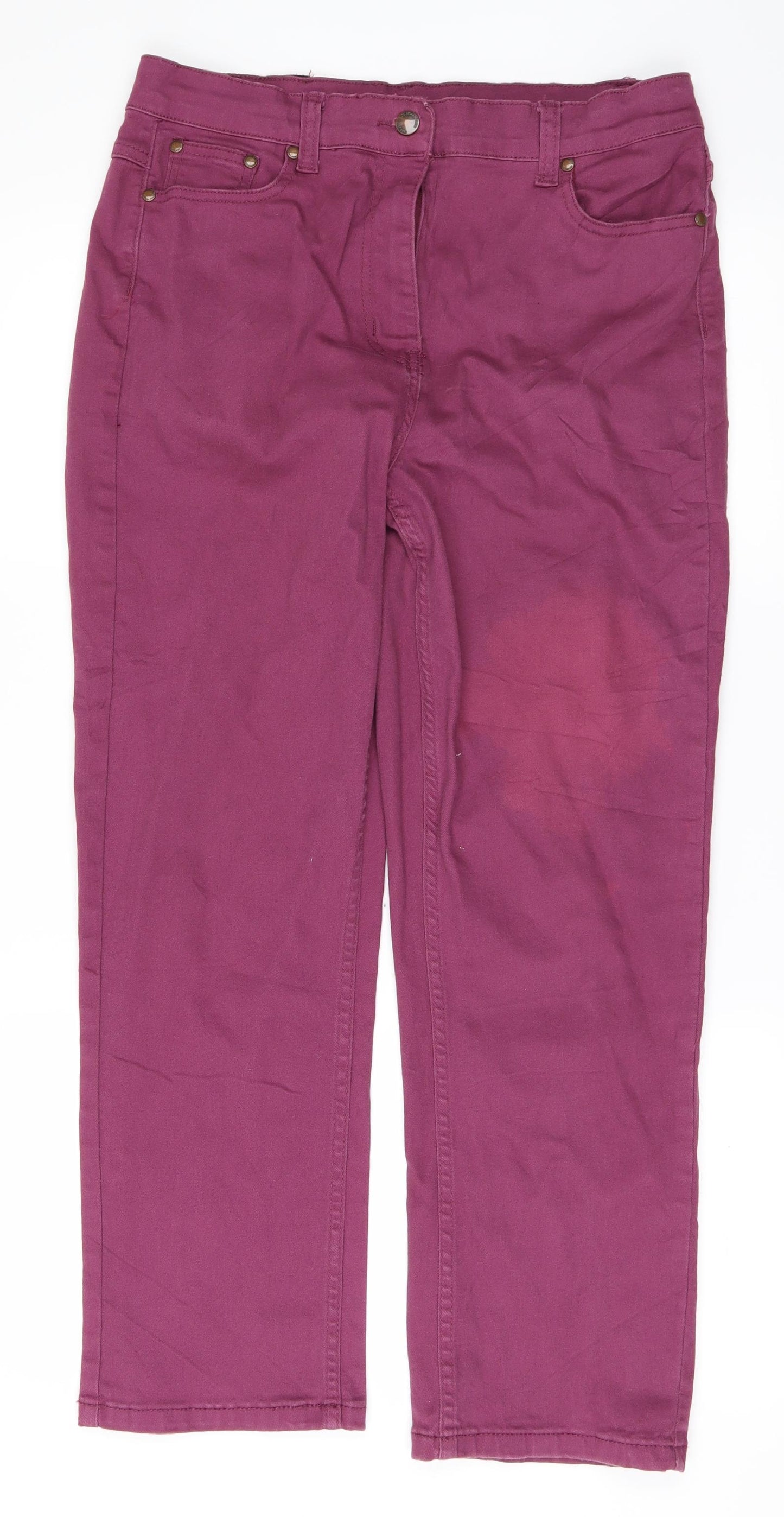 Cotton Womens Purple  Denim Straight Jeans Size 14 L26 in