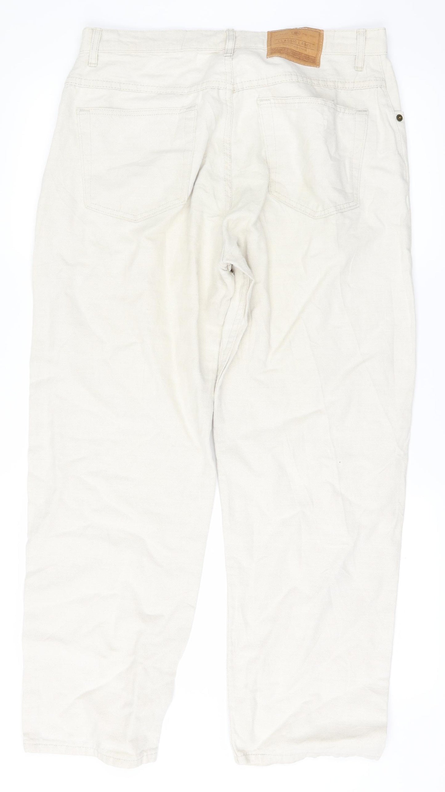 m&s Mens White   Straight Jeans Size 34 L27 in