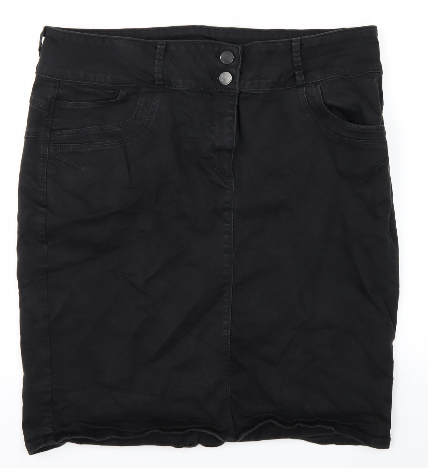 m&s Womens Black  Denim A-Line Skirt Size 22