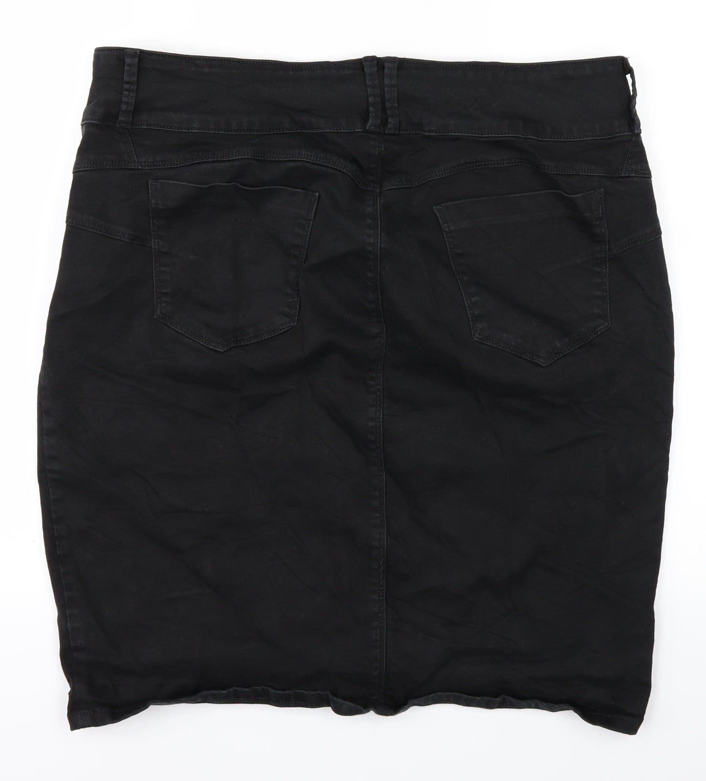 m&s Womens Black  Denim A-Line Skirt Size 22