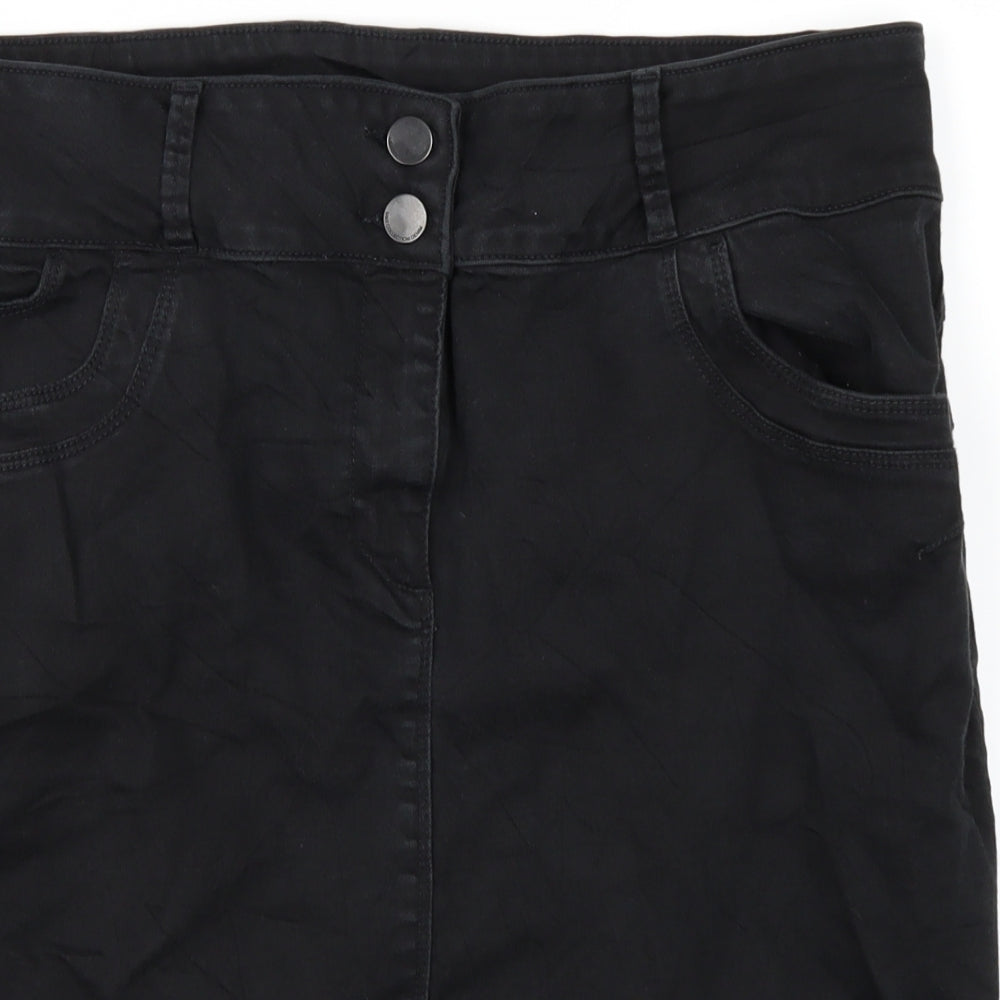 m&s Womens Black  Denim A-Line Skirt Size 22