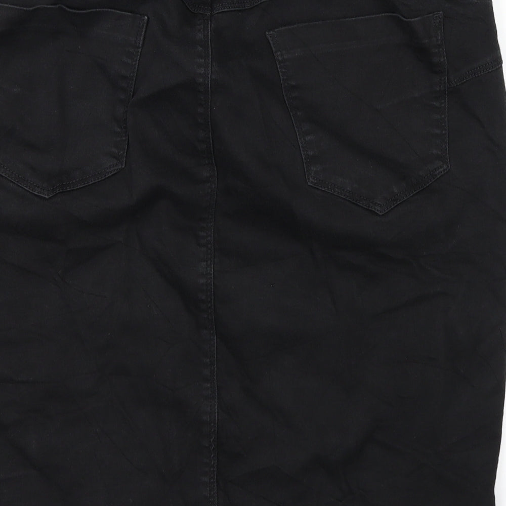 m&s Womens Black  Denim A-Line Skirt Size 22