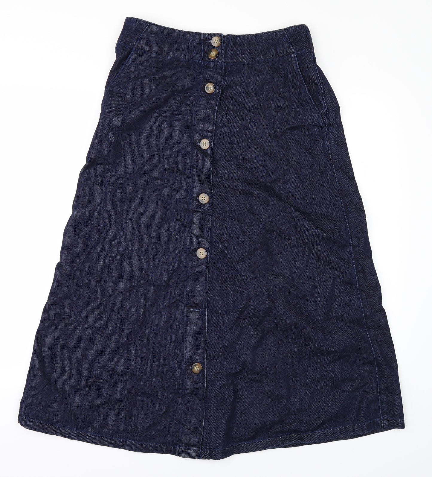M&S Womens Blue  Denim A-Line Skirt Size 12
