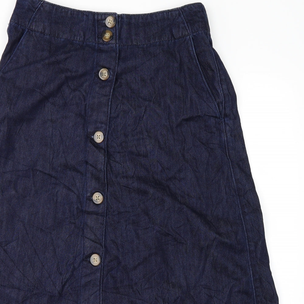 M&S Womens Blue  Denim A-Line Skirt Size 12