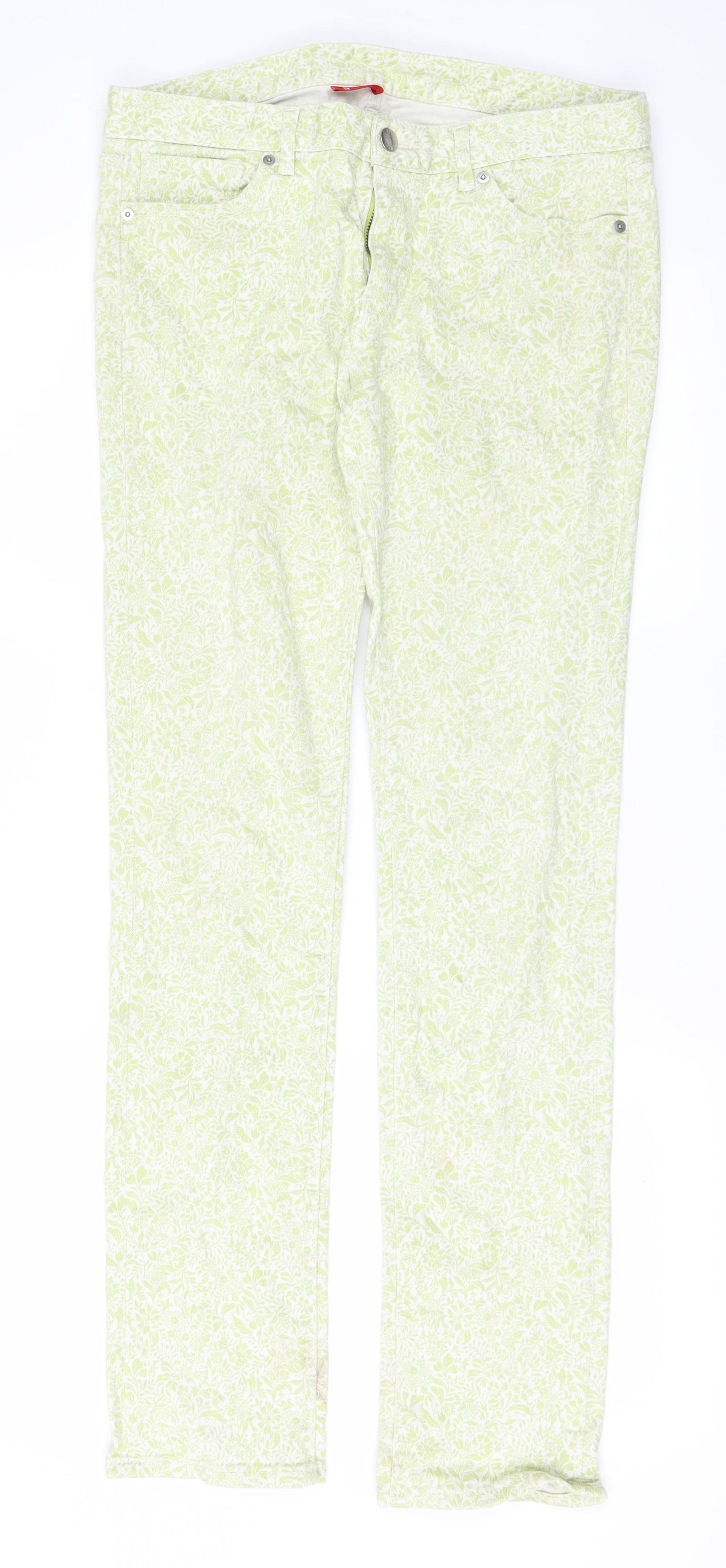 Preworn Womens Green Floral  Skinny Jeans Size 10 L30 in