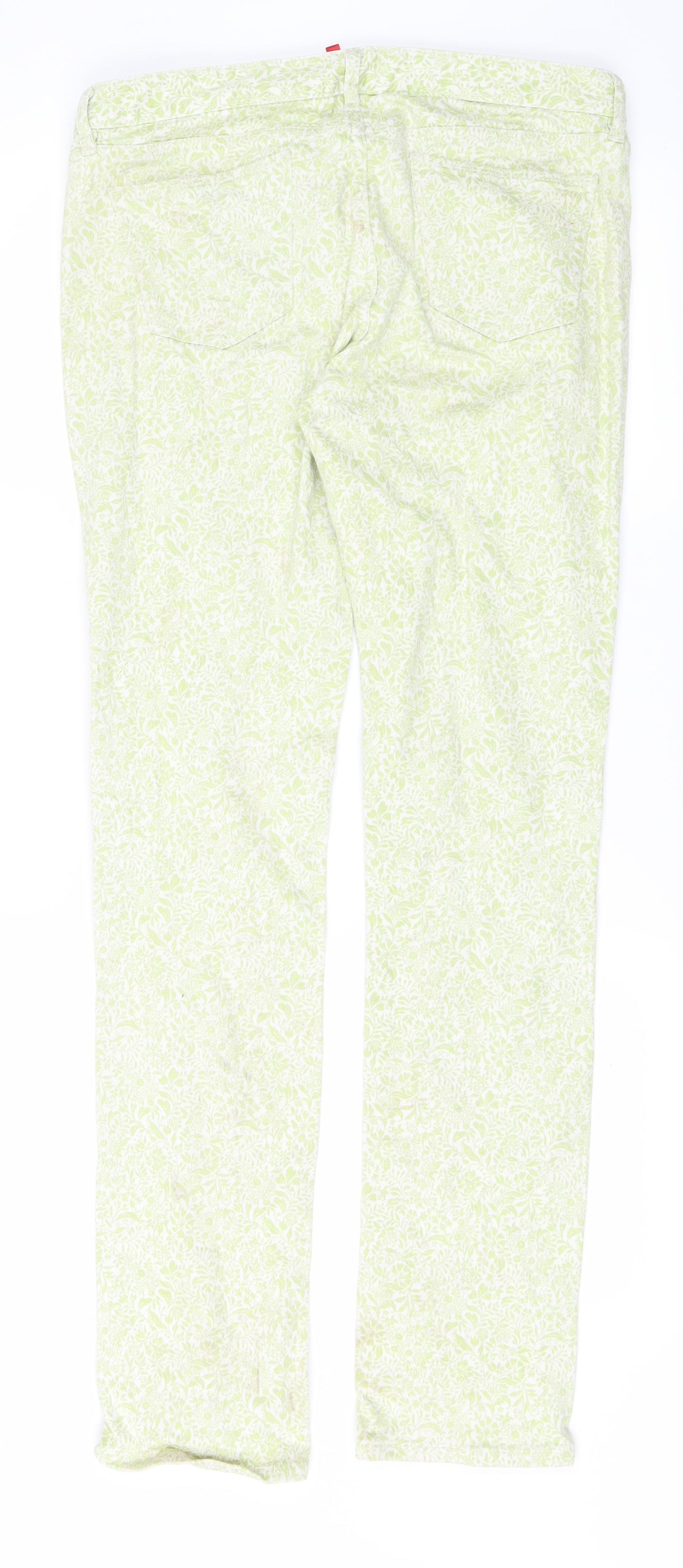 Preworn Womens Green Floral  Skinny Jeans Size 10 L30 in