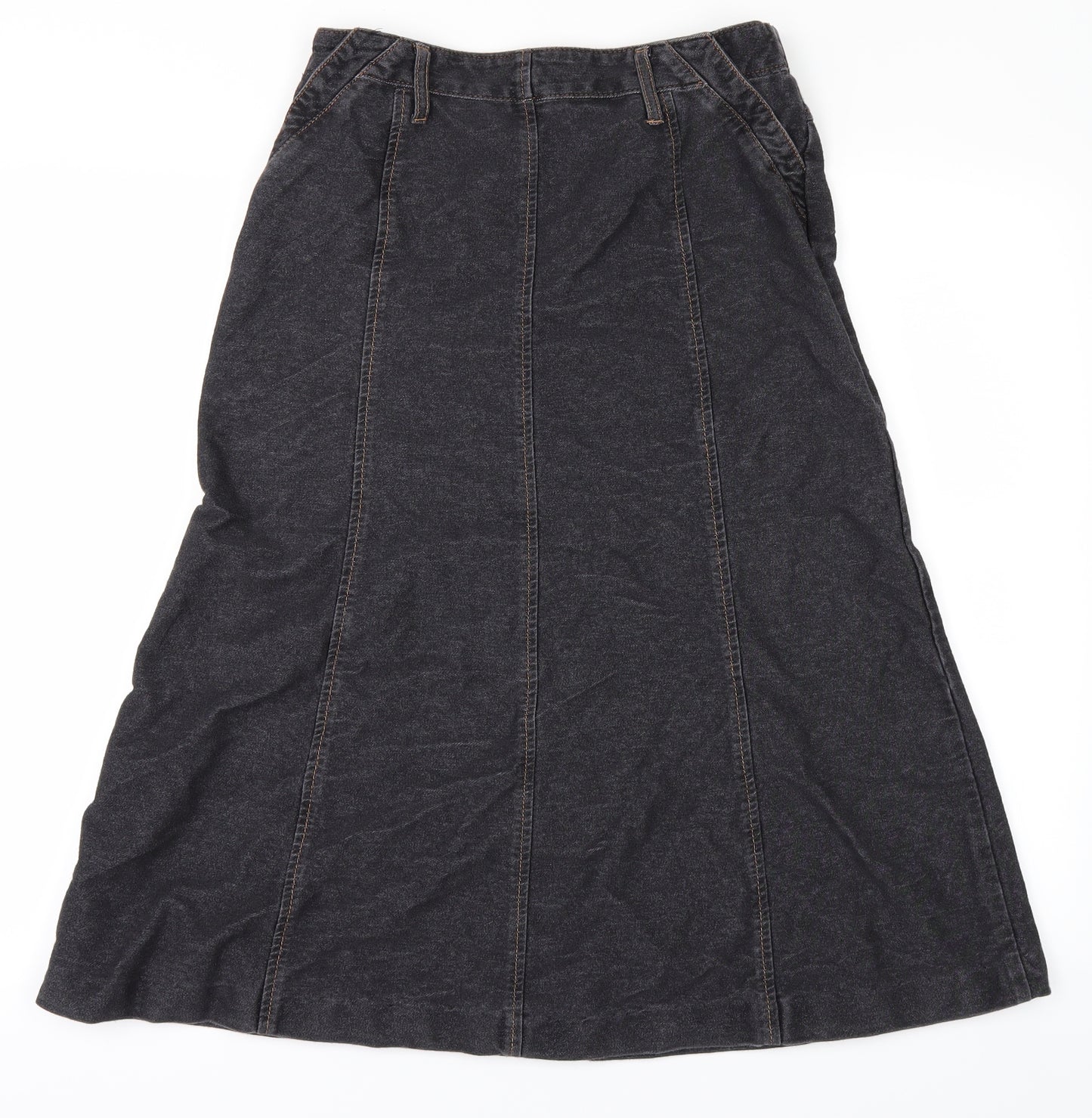 Preworn Womens Black  Denim A-Line Skirt Size 10