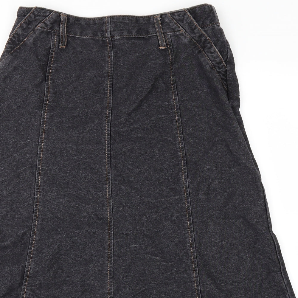 Preworn Womens Black  Denim A-Line Skirt Size 10