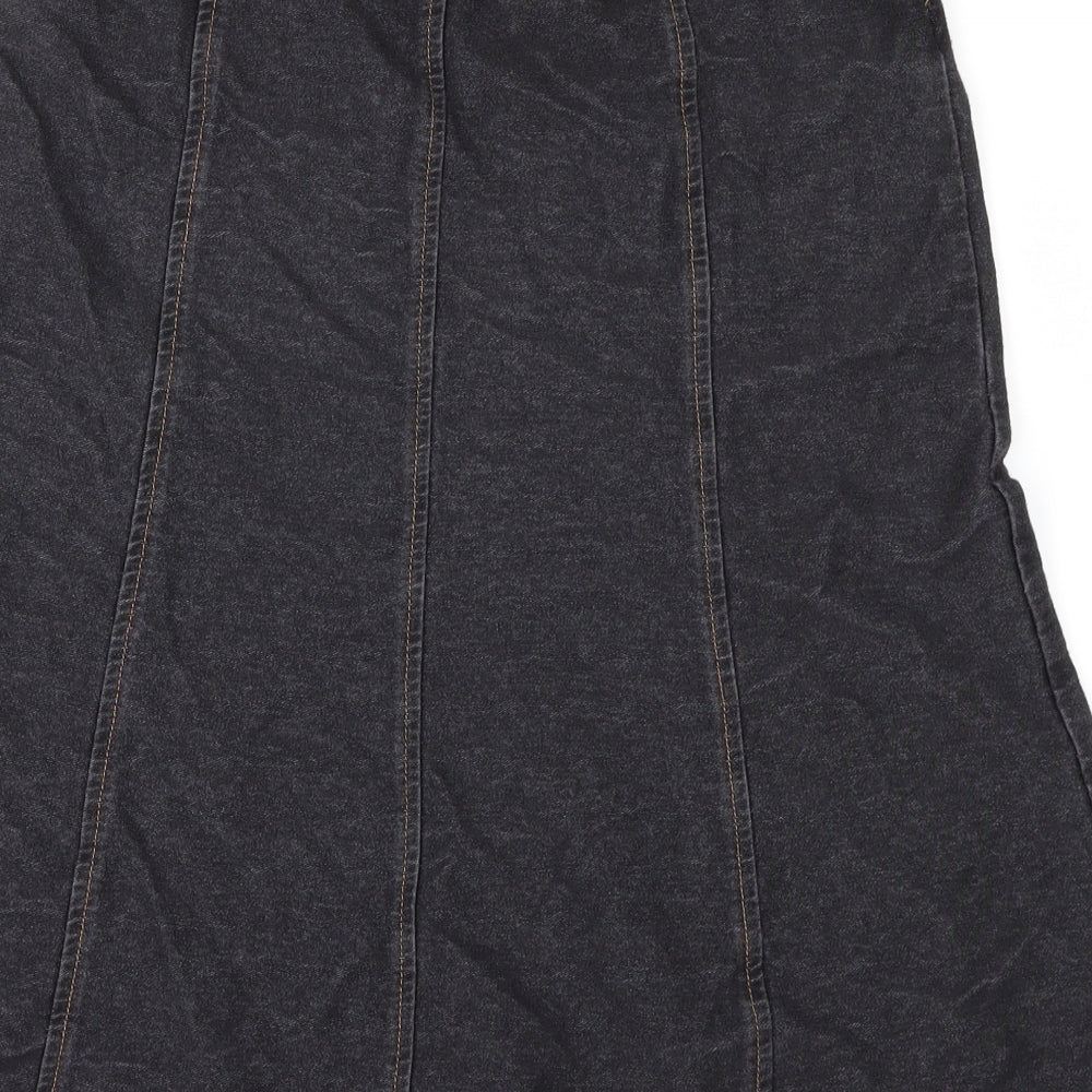 Preworn Womens Black  Denim A-Line Skirt Size 10