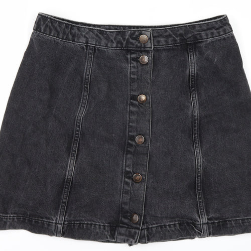 Topshop Womens Black  Denim A-Line Skirt Size 30