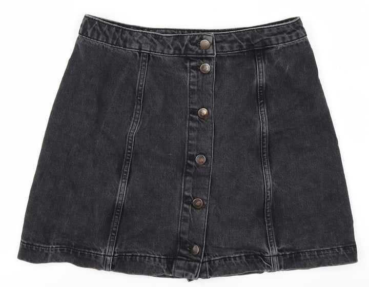Topshop Womens Black Denim A-Line Skirt Size 30