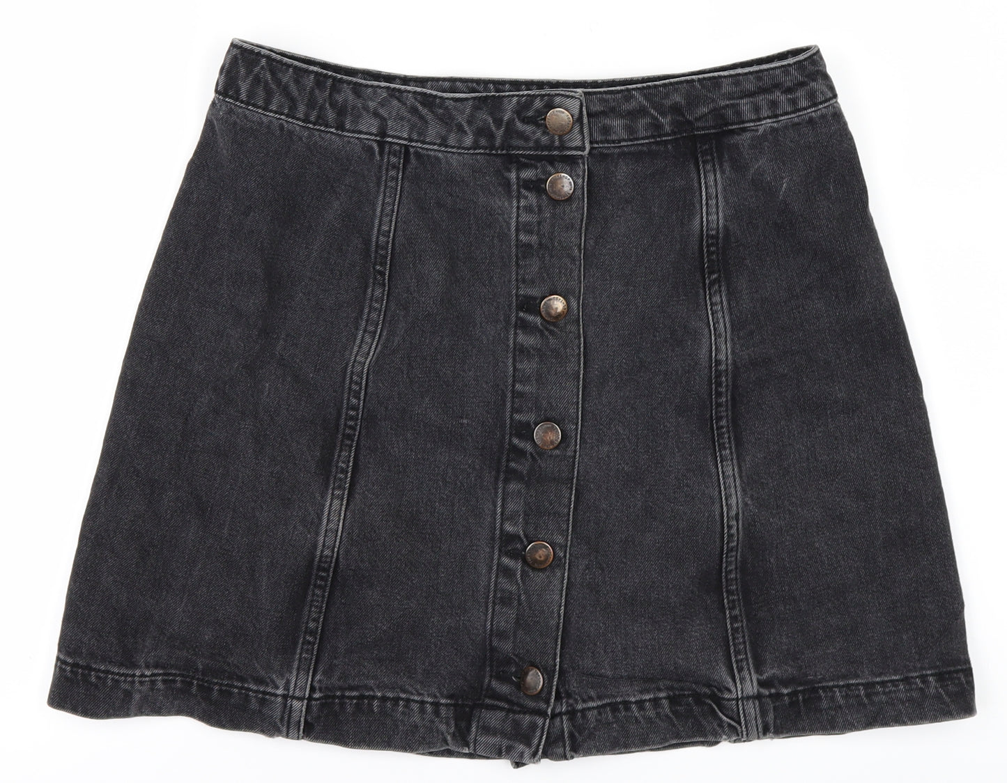 Topshop Womens Black  Denim A-Line Skirt Size 30