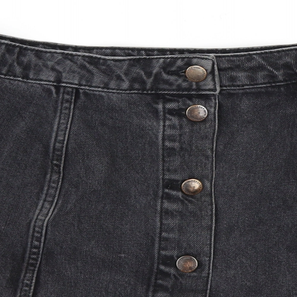 Topshop Womens Black  Denim A-Line Skirt Size 30