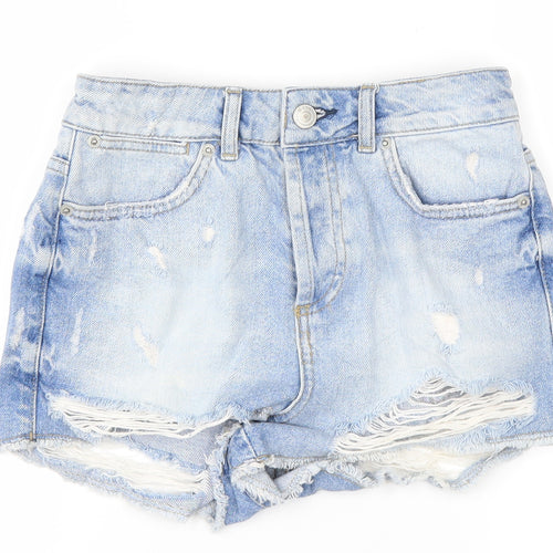 Topshop Womens Blue  Denim Cut-Off Shorts Size 26