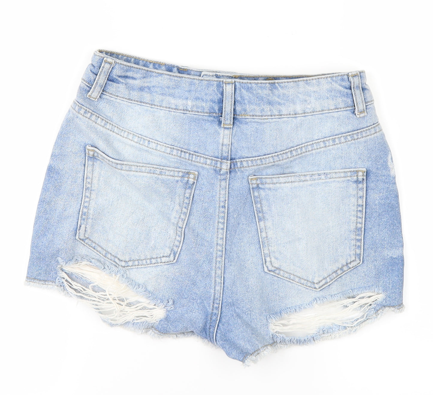 Topshop Womens Blue  Denim Cut-Off Shorts Size 26