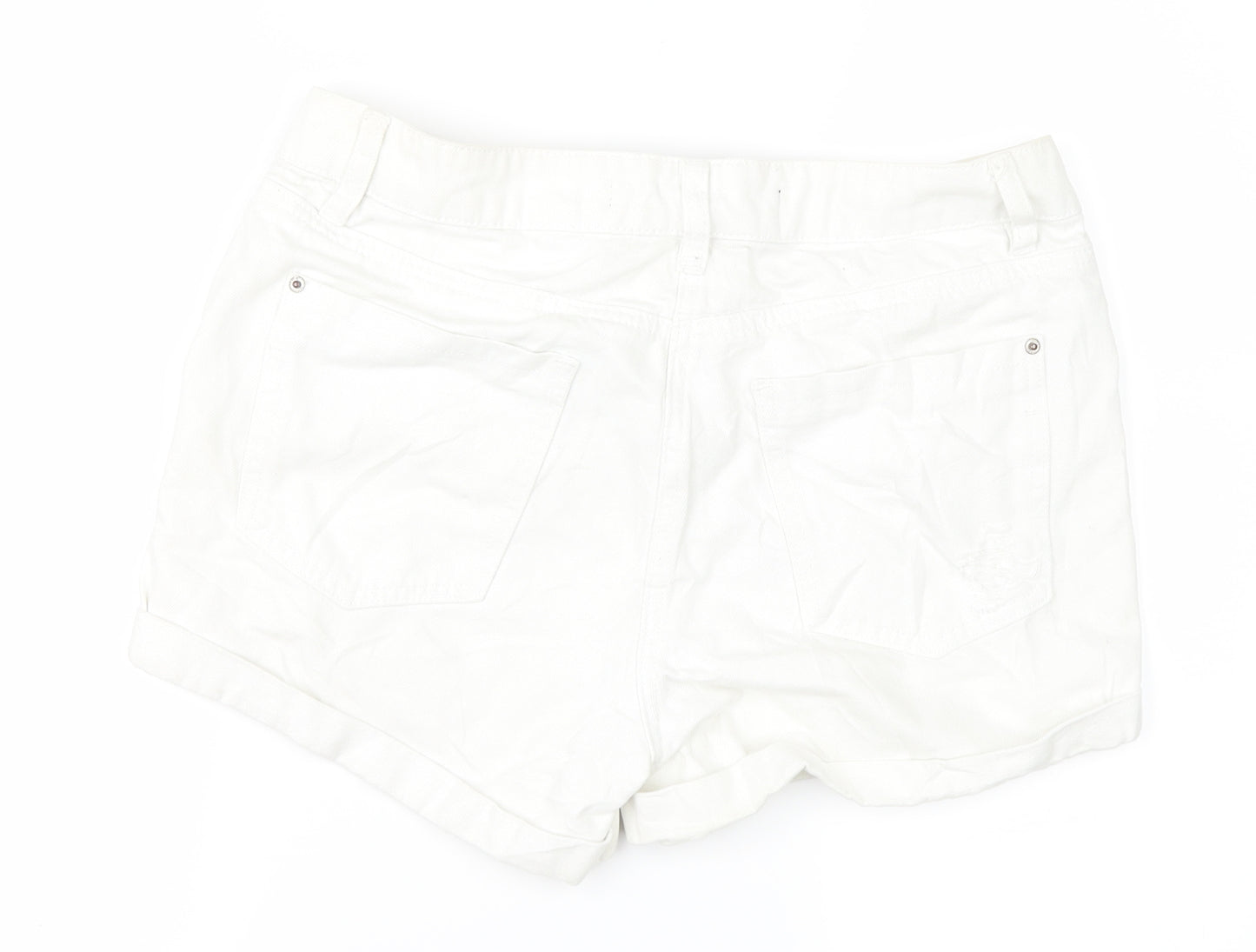 NEXT Womens White  Denim Cut-Off Shorts Size 12 - ripped details