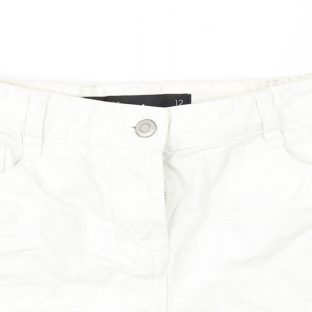 NEXT Womens White  Denim Cut-Off Shorts Size 12 - ripped details